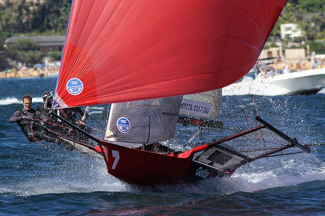 Gotta Love It 7 - winning action - 18ft Skiffs Australian Championship 2013-14 © Australian 18 Footers League http://www.18footers.com.au